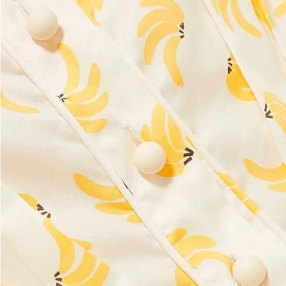 ANNA MASON Rosi Blouse White & Yellow Banana Ruffle Button Down Medium - Picture 5 of 8